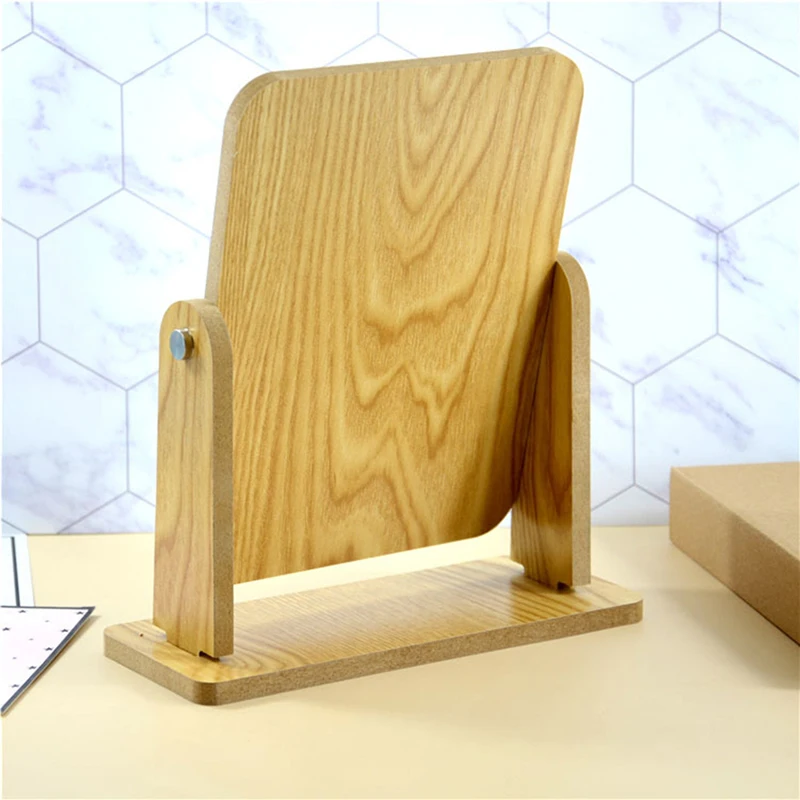 Espejo de madera giratorio para maquillaje, espejo de escritorio giratorio HD, portátil, cosmético para el hogar, accesorios de herramientas de estilismo para el cuidado del cabello y belleza