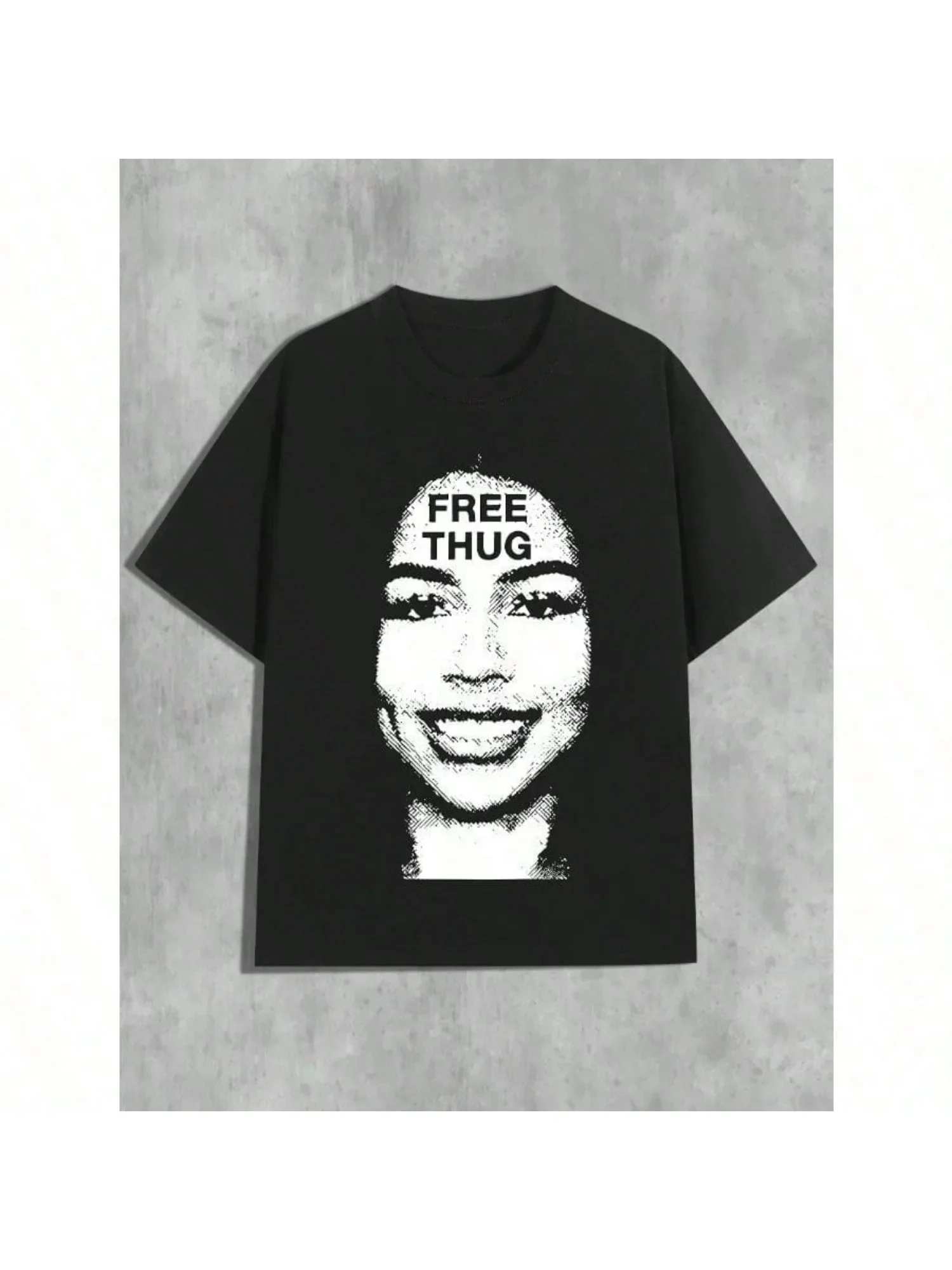 

Inspired Cotton T-Shirt For Women Casual Round Neck Short Sleeve Tee With Smiling Girl