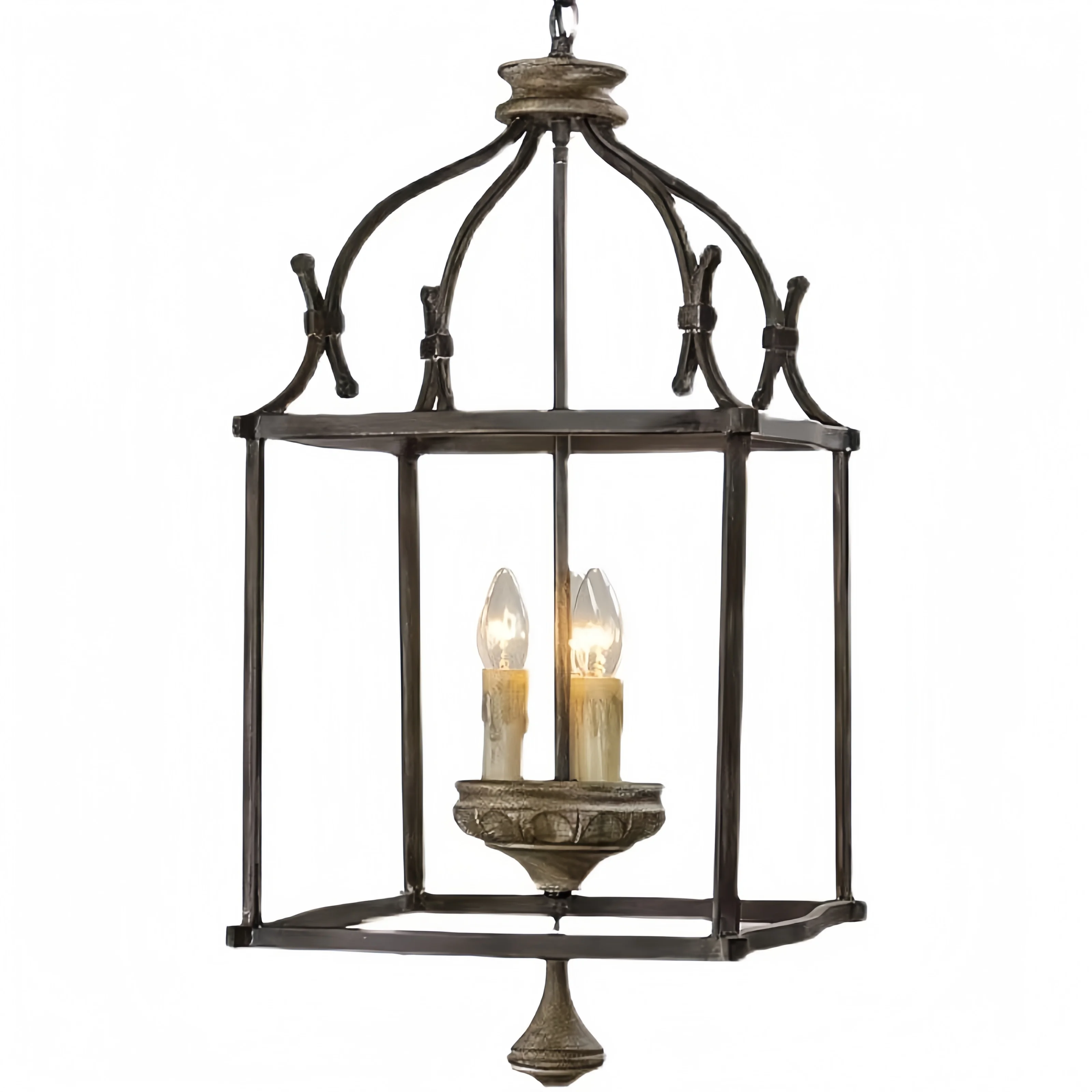 Creative Designer Retro Iron Chandelier Pendant Lamp E12 Pendant Light Bar for Western Restaurant Bedroom Porch Corridor Square