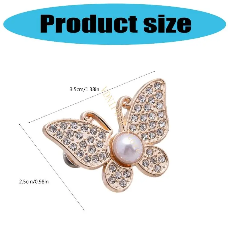Adjustable Rhinestones Butterfly Waist Buckle 3PCS Jeans Waist Fitness Pin For Women Jeans Pants Waist Tightening Clip D08E