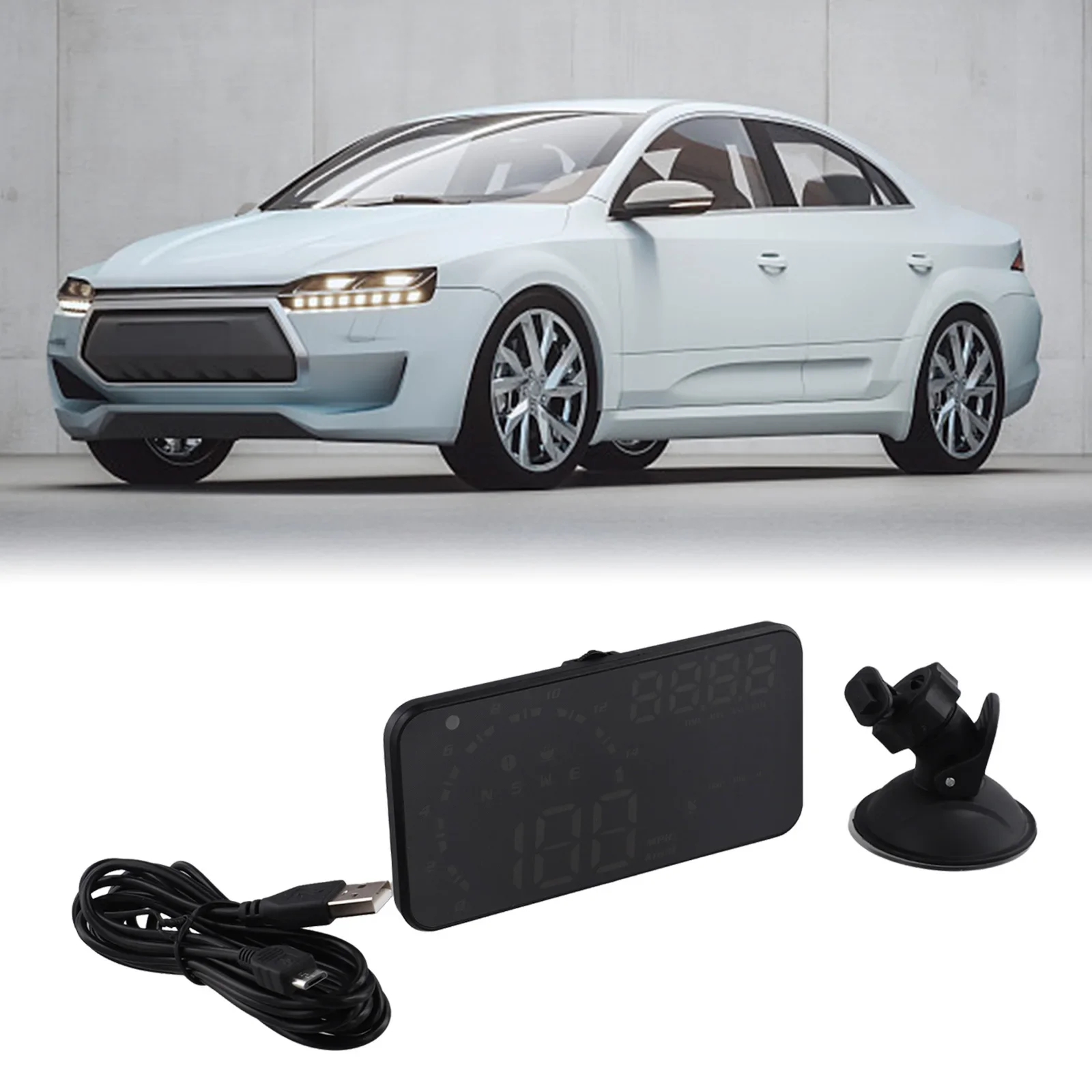 Vehicle Head Up Display Digital Speedometer With GPS For MPH Overspeed Alarm Fatigue Driving Reminder And Altitude Display
