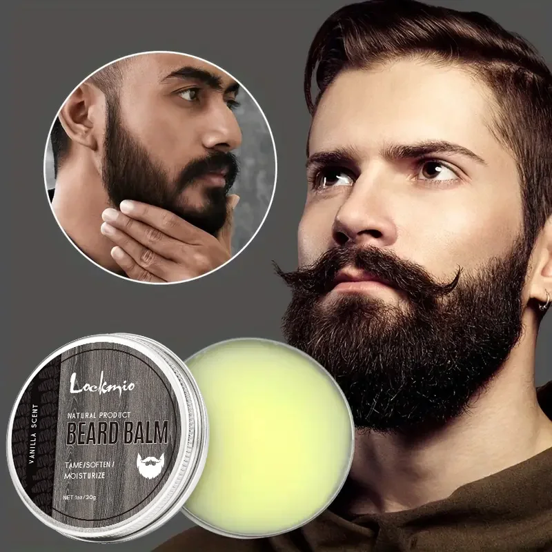 LOCKMIO Natural Moisture Mustaches Cream Beard Balm for Repair Skin Promote Hairs Growth Thickener for Grooming and Caring Beard