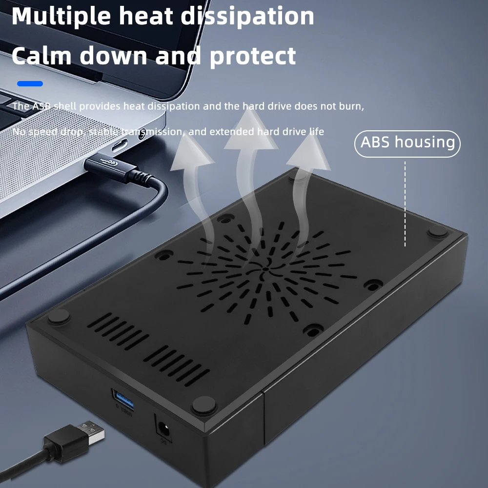 TISHRIC HDD Case Caja de disco duro de 3,5 pulgadas USB 3.0 a SATA Caja de disco duro externo 12V 2A Caja de disco duro de alimentación para computadora portátil PC