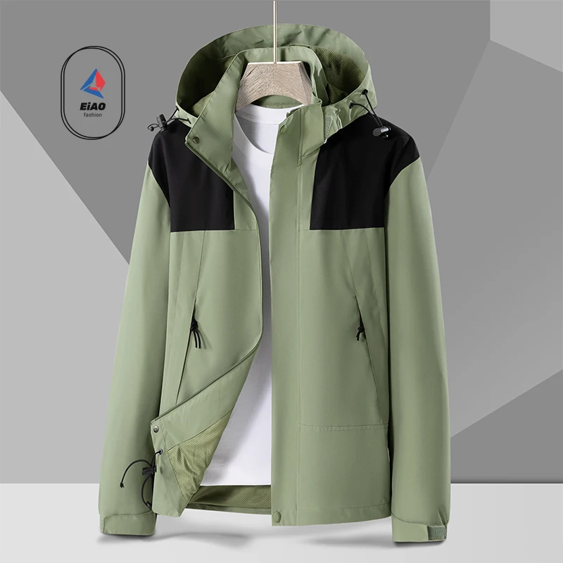 

Waterproof Couple Windbreaker Jacket Men Women Lightweight Outdoor Hiking Coat Spring Autumn Fishing Raincoat Detachable Hood