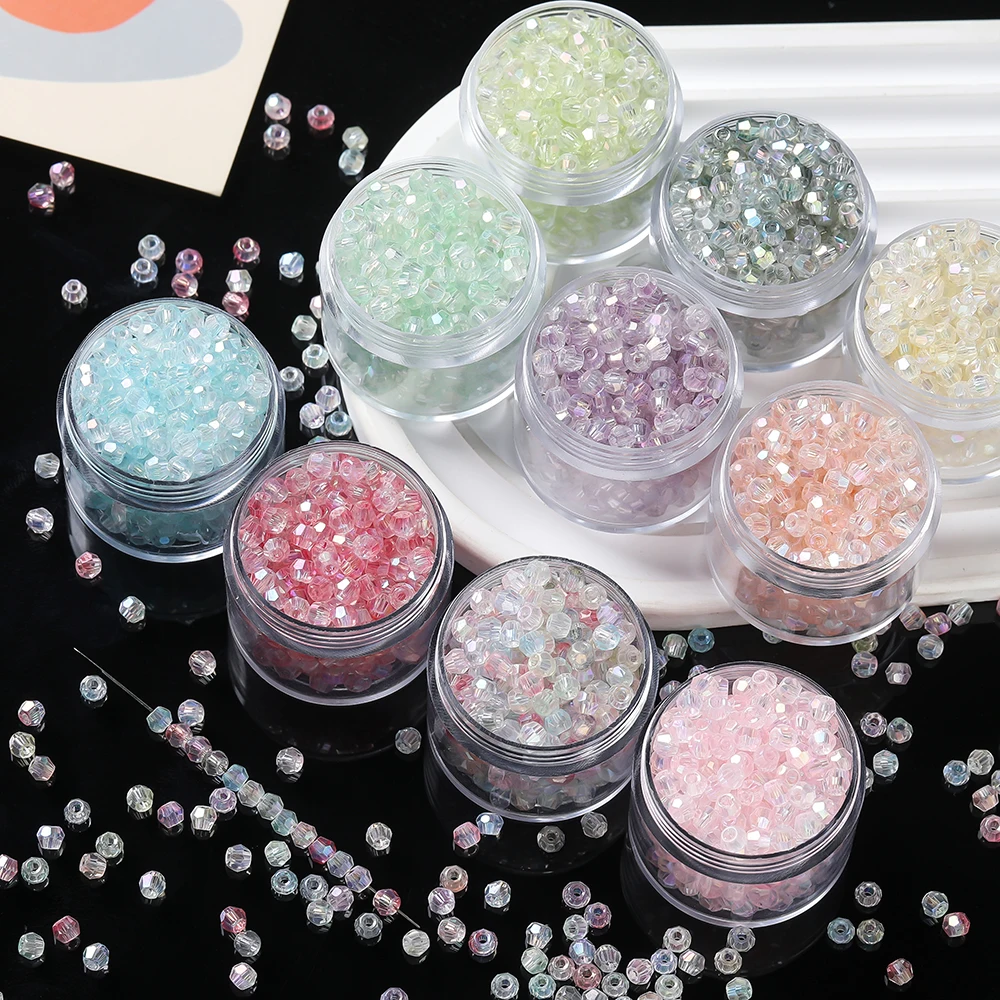 

100pcs/Lots AB Color Glass Faceted Seed Bead Dual Cone Shaped Spacer Beads for DIY Earrings Hairpins Jewelry Making Findings