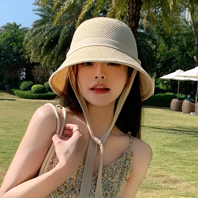 New Easy Matching Simple Knitted Women Bucket Hats Summer Soft Streetwear Beach Cool Ins Breathable Female Fisherman Caps Gifts