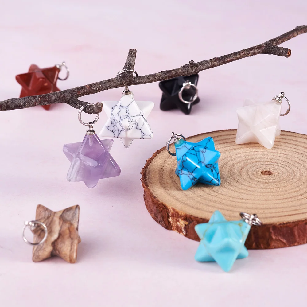 10pcs Natural Stone Pendants Reiki Heal Merkaba Star Pendant Charms For Jewelry Making DIY Necklace Earrings Findings