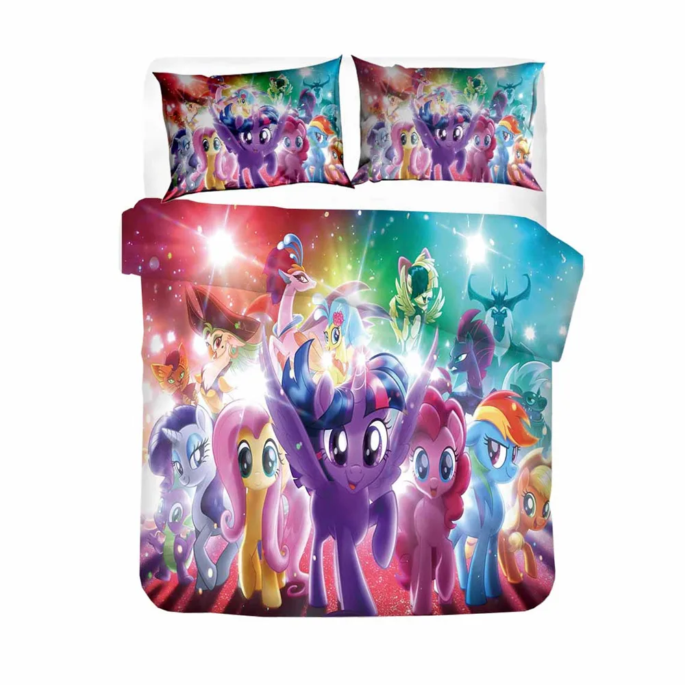 My Little Pony Quilt  Cover children Bedding Sets Pillowcase Cute Cartoon Baby Children's Bed Set Birthday Gifts