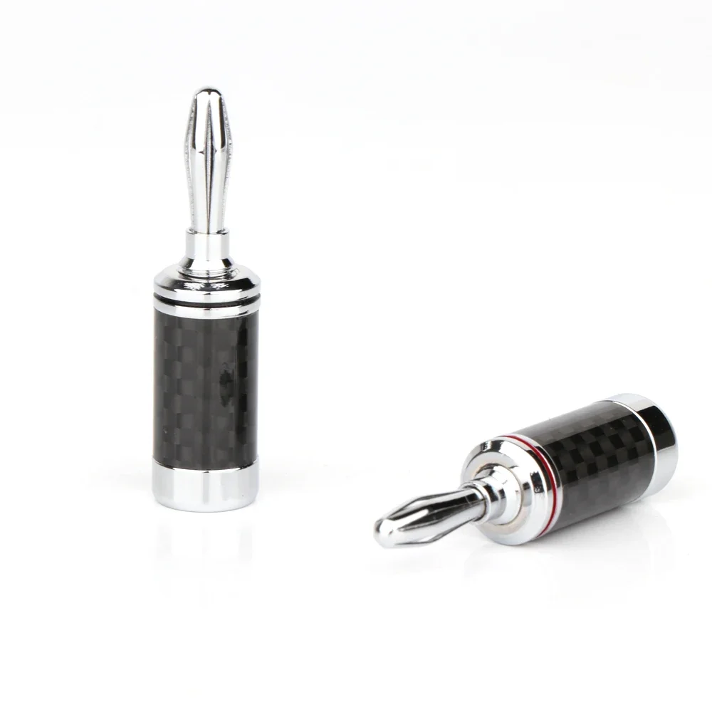 

Preffair 8Pcs BA1407 Brass Rhodium Plated Carbon Fiber Banana Plug for 7MM Speaker Cable Terminal Connectors