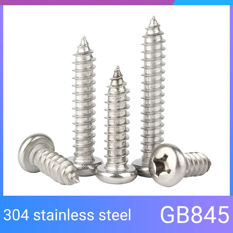 10/20/50pcs M2~M3 M4 M5 M6 304 Stainless Steel Cross Recessed Truss Head Self Tapping Screw Phillips Mushroom Head Wood Screws