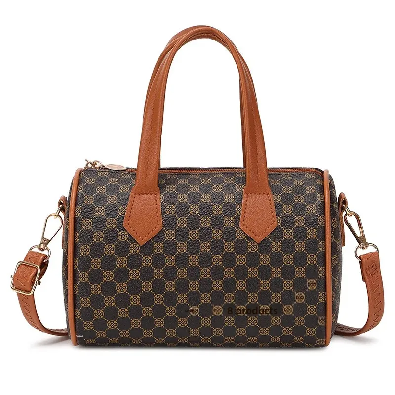 خمر التباين اللون طباعة البسيطة الكتف Crossbody وسادة حقيبة يد المرأة بوسطن حقيبة الهاتف المحمول حقيبة لينة بولي Leather الجلود #5