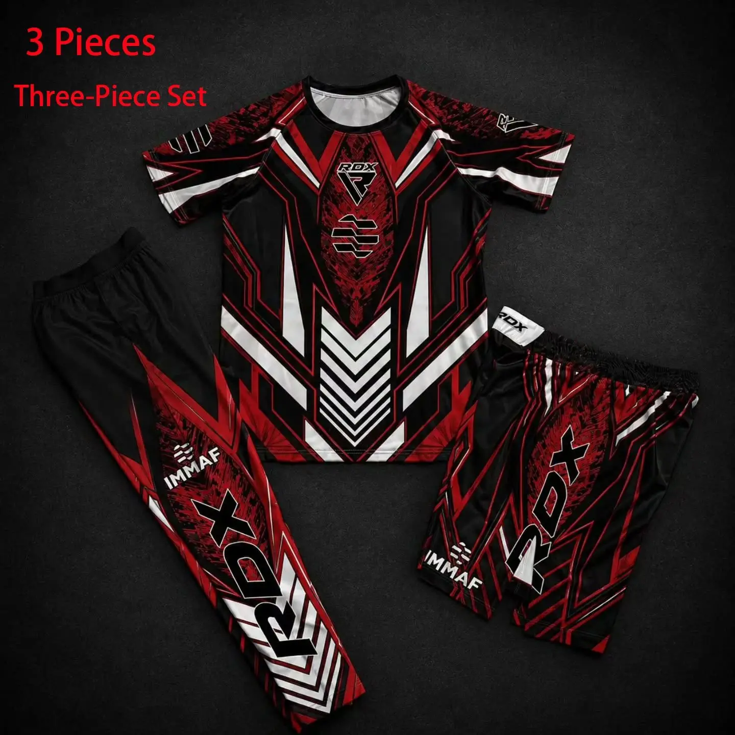 Neuestes RDX 3-Teiliges Set für Herren: MMA T-Shirt, Shorts/Hosen, Trainings-Sportanzug, Boxen, Kampfsport, Schnelltrocknend, Oversized-Kleidung