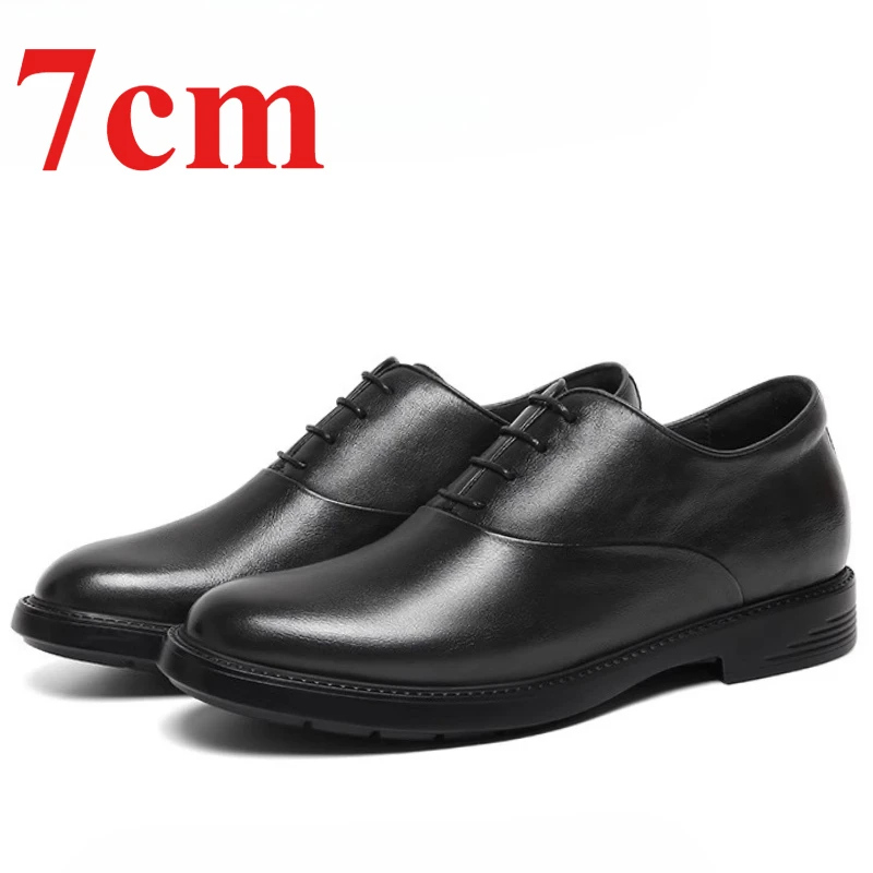 

Derby Shoes for Men's 7cm Elevator Genuine Leather Dress Shoes Casual Lightweight Comfortable Invisible Height Increasing Shoes