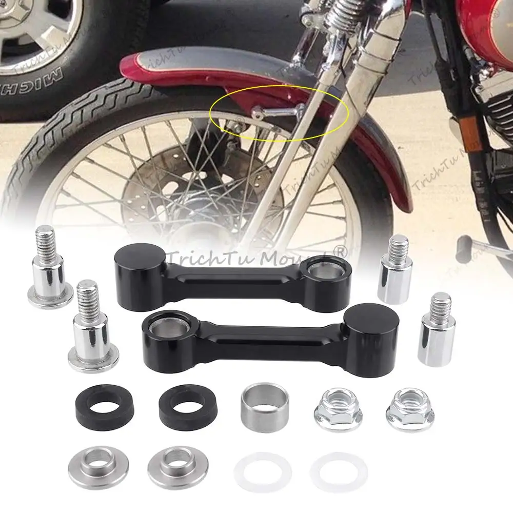 

Motorcycle Black/ Chrome Front Fender Mounting Bracket Kits For Harley Davidson Softail Springer FXSTS 93-2006 CNC Aluminum