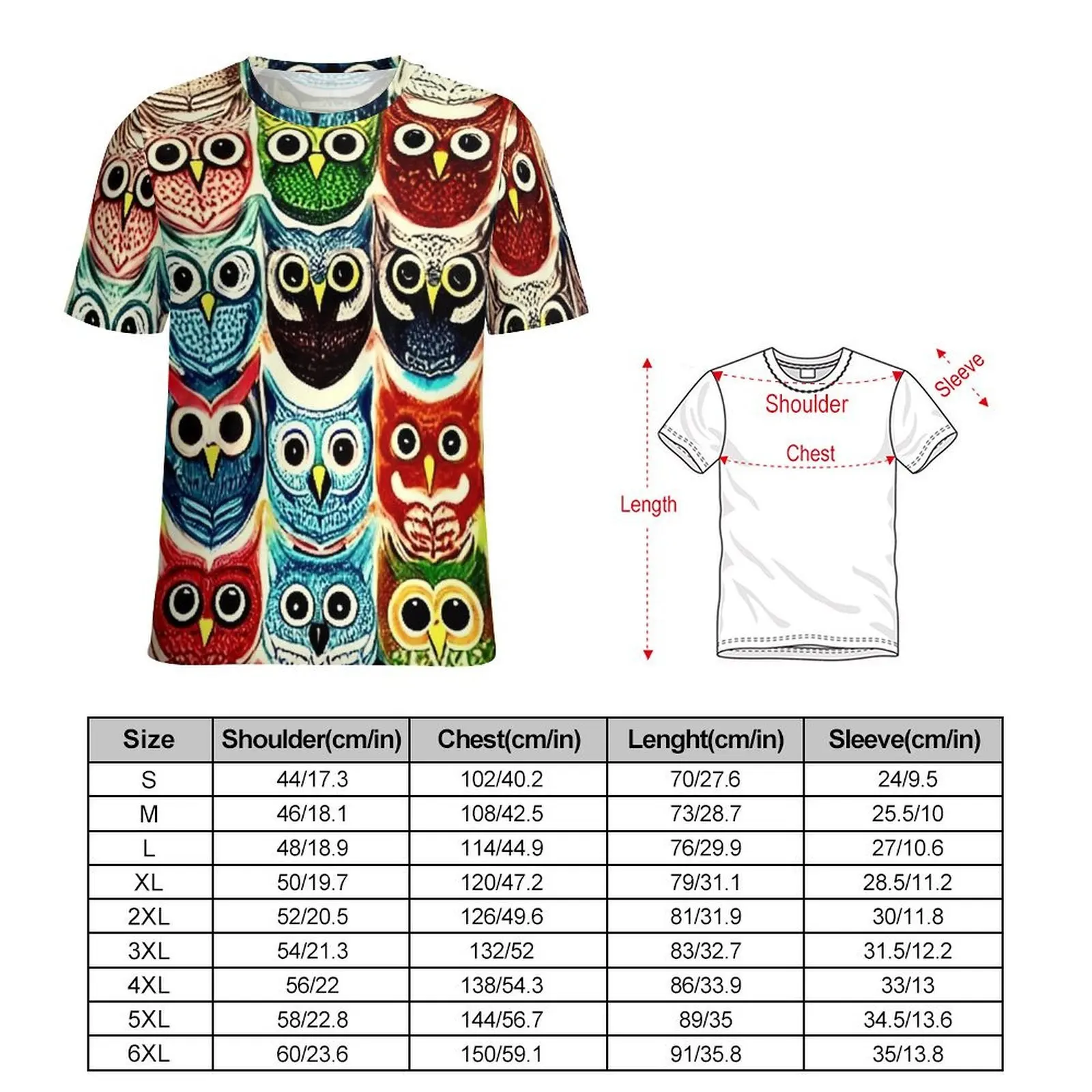 Plus Size T Shirt Summer Hypnotize Bold Owl Print T Shirts  Casual O Neck Tee Shirt Mens Vintage Design Top Tees