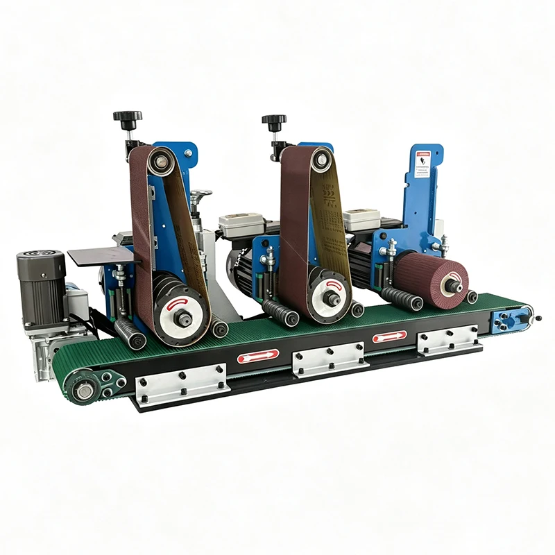 Three Head Wide Belt Grinder Polishing Machine Stainless Steel Aluminum Metal Sheet Brushing Deburring Finishing Machine Motor