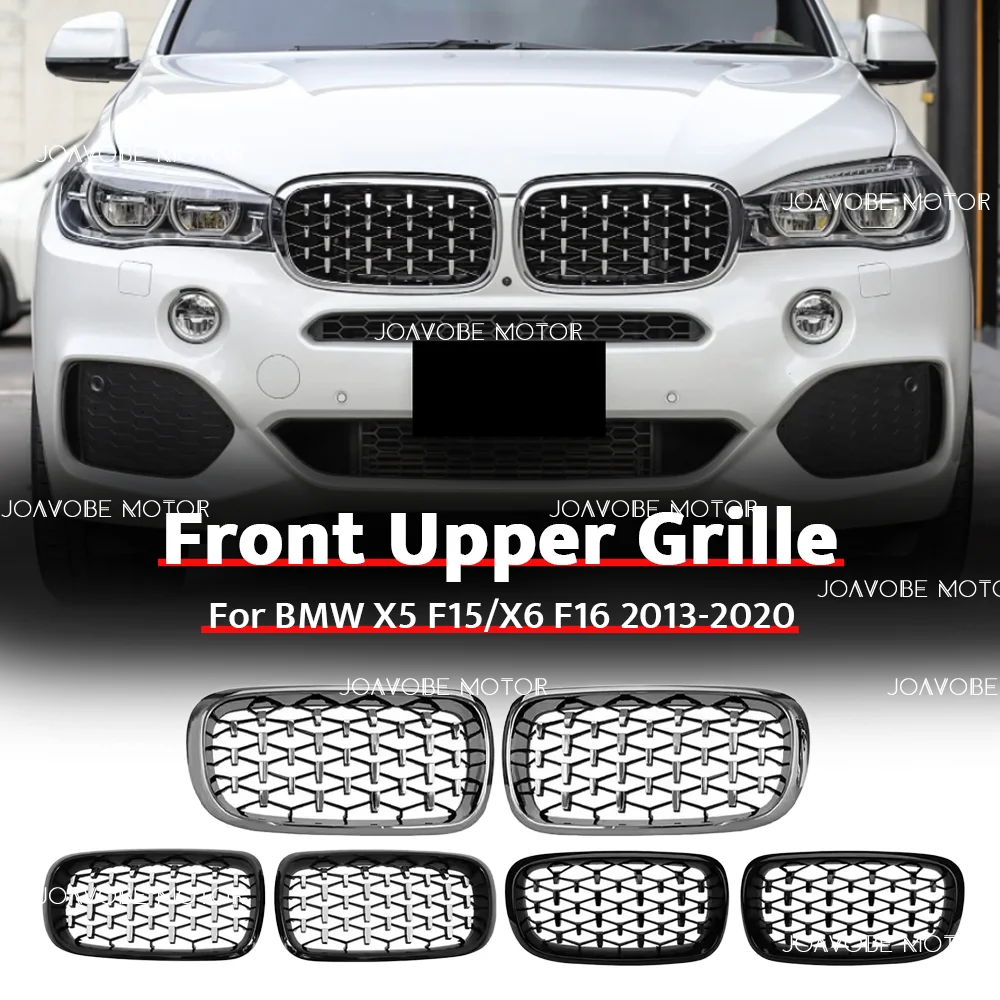 

Chrome Black Chrome Silver Glossy Black Diamond Style Front Bumper Grille For BMW X5 F15 X6 F16 2013-2020
