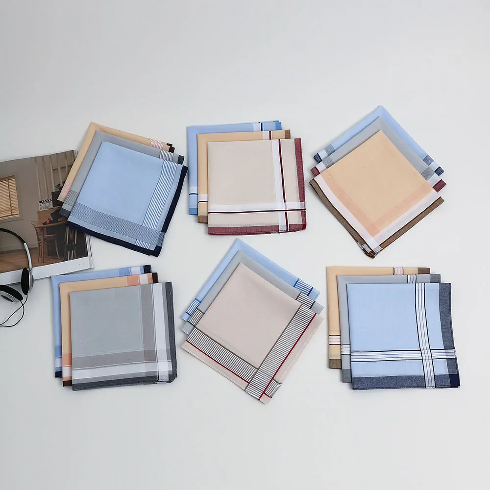 12 Packs of Men's Pure Cotton Handkerchiefs, Gentlemen's Cotton Handkerchiefs, Wedding Groom's Souvenirs, Flap Pocket Pants Towels, Sweat Towels