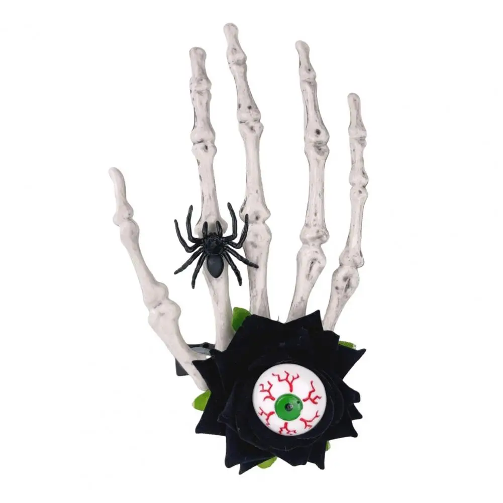 Halloween Hair Accessories Halloween Skeleton Hand Rose Flower Hair Clips Set for Day of Dead Party Skull Eyeball Spider