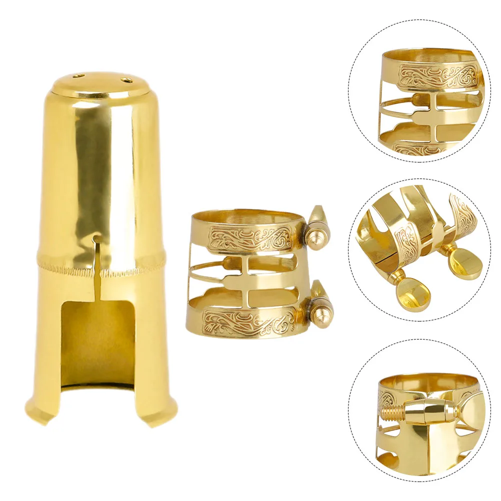 

Saxophone Mouthpiece Tenor Flute Head Hat Accessories Wind Instrument Alto Golden Brass Protective Cap