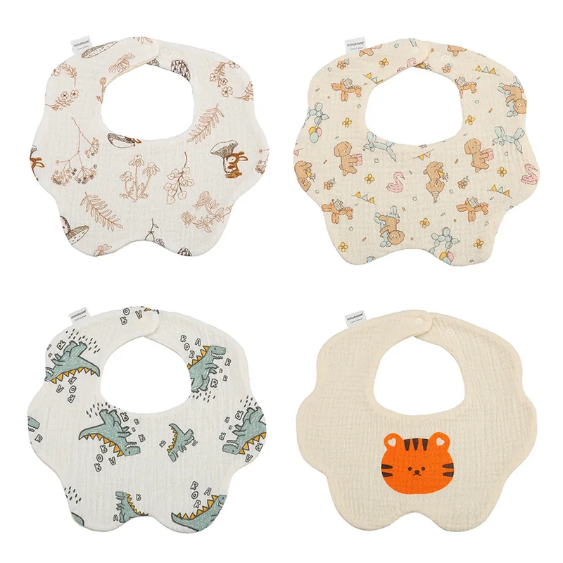 

Summer Baby Feeding Bibs 6 Layers Cotton Petal Infants Print Crepe Saliva Towel Newborn Toddler Soft Burp Cloth Cute Kid Bib New