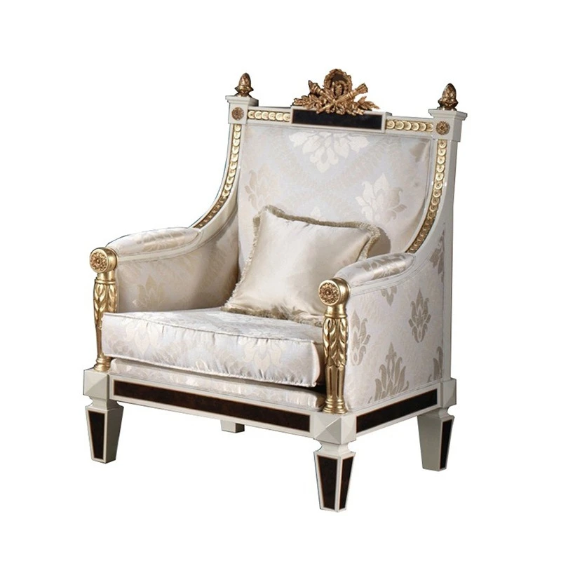 

European living room mahogany carved 123 combination sofa British light luxury soft bag living room fabric single sofa