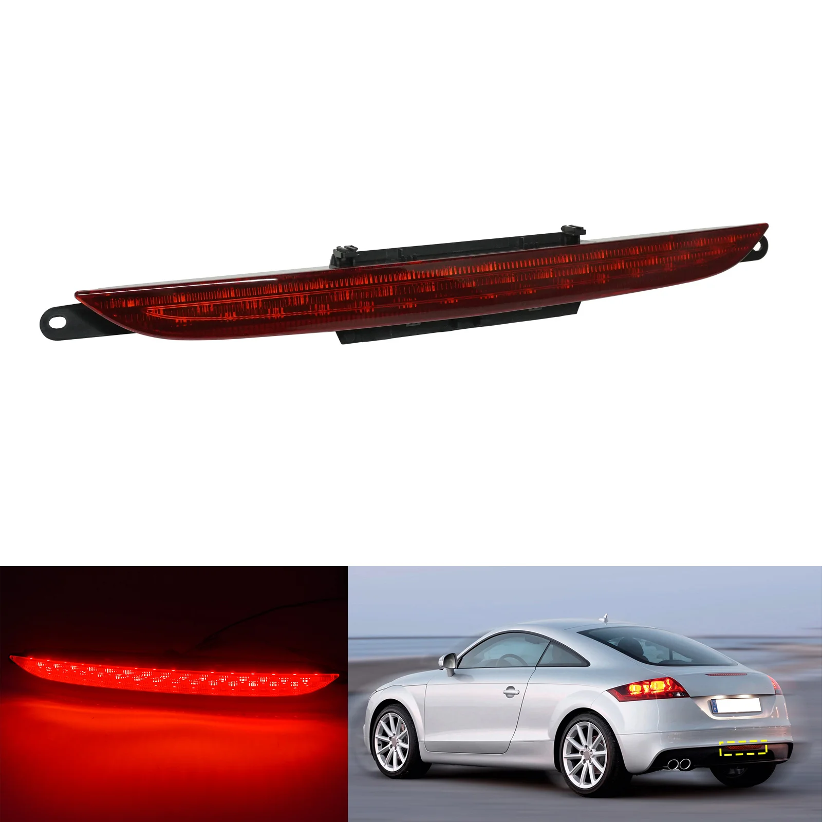 Red LED Rear Bumper Light For Audi TT 8J3 8J9 2007-2014 Center Stop Brake Tail Fog Lamp 8J0945703