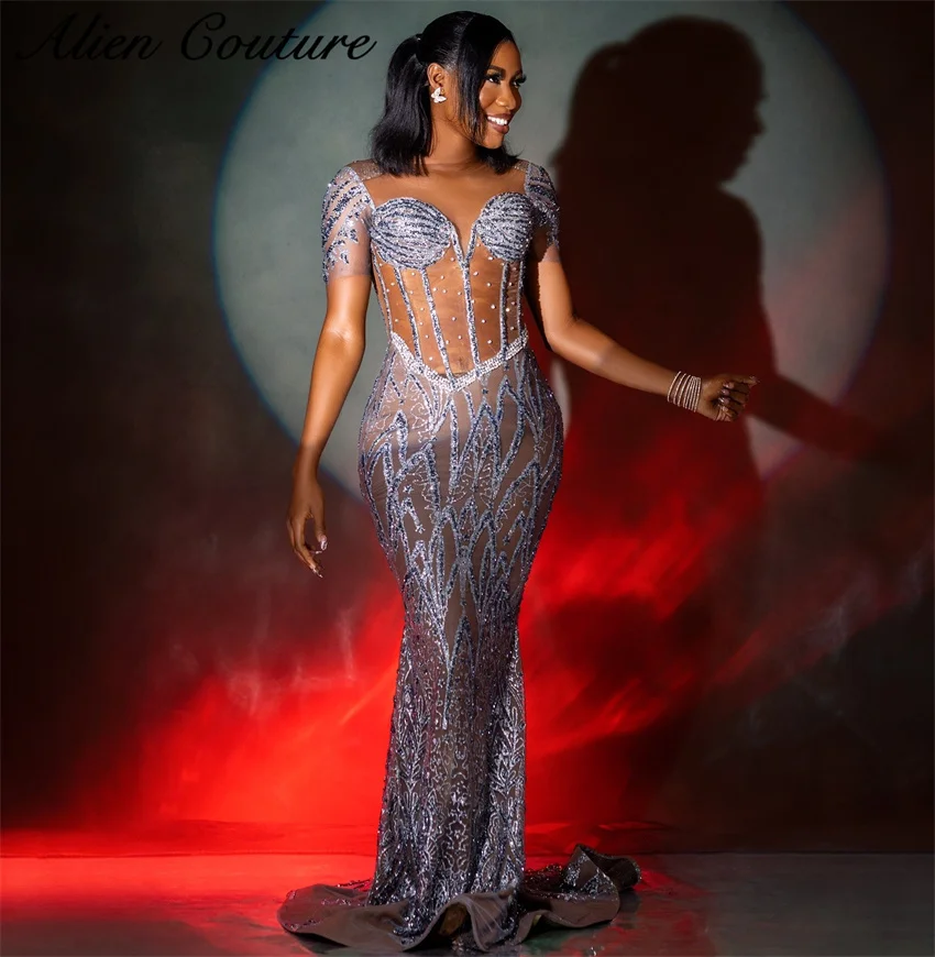 Блестящие вечерние платья 2024, вечерние платья с бисером и кристаллами, свадебное платье, платье для дня рождения, платья для выпускного вечера, элегантная роскошь