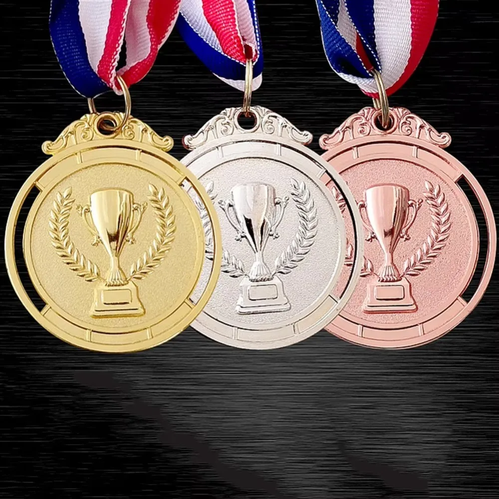 5/10/20pcs Metal Gold Silver Bronze Award Round Encourage Badge Award Medals Games Souvenir Competition Prizes Winner Medals
