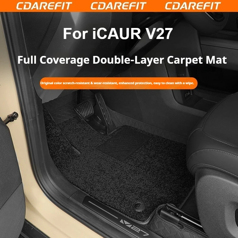 For Chery ICAUR V27 Full Coverage Car Double Layer Floor Mat 3D Faux Wool Rug Waterproof Wear Resistant Dedicated Floor Mats