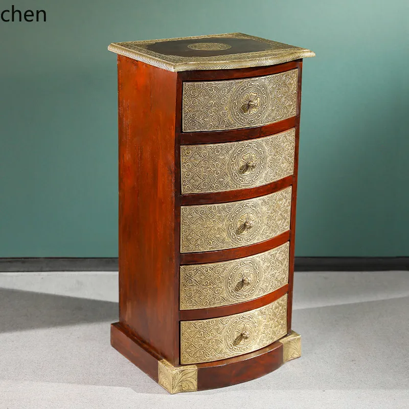 YFY  wooden corner cabinet, all solid wood four-drawer cabinet, small bedside cabinet, narrow-sided  small drawer cabinet