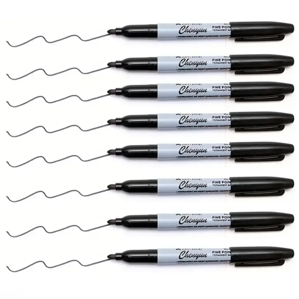 12pcs Black Permanent Marker Pens, Fine Tip, Waterproof, Qui