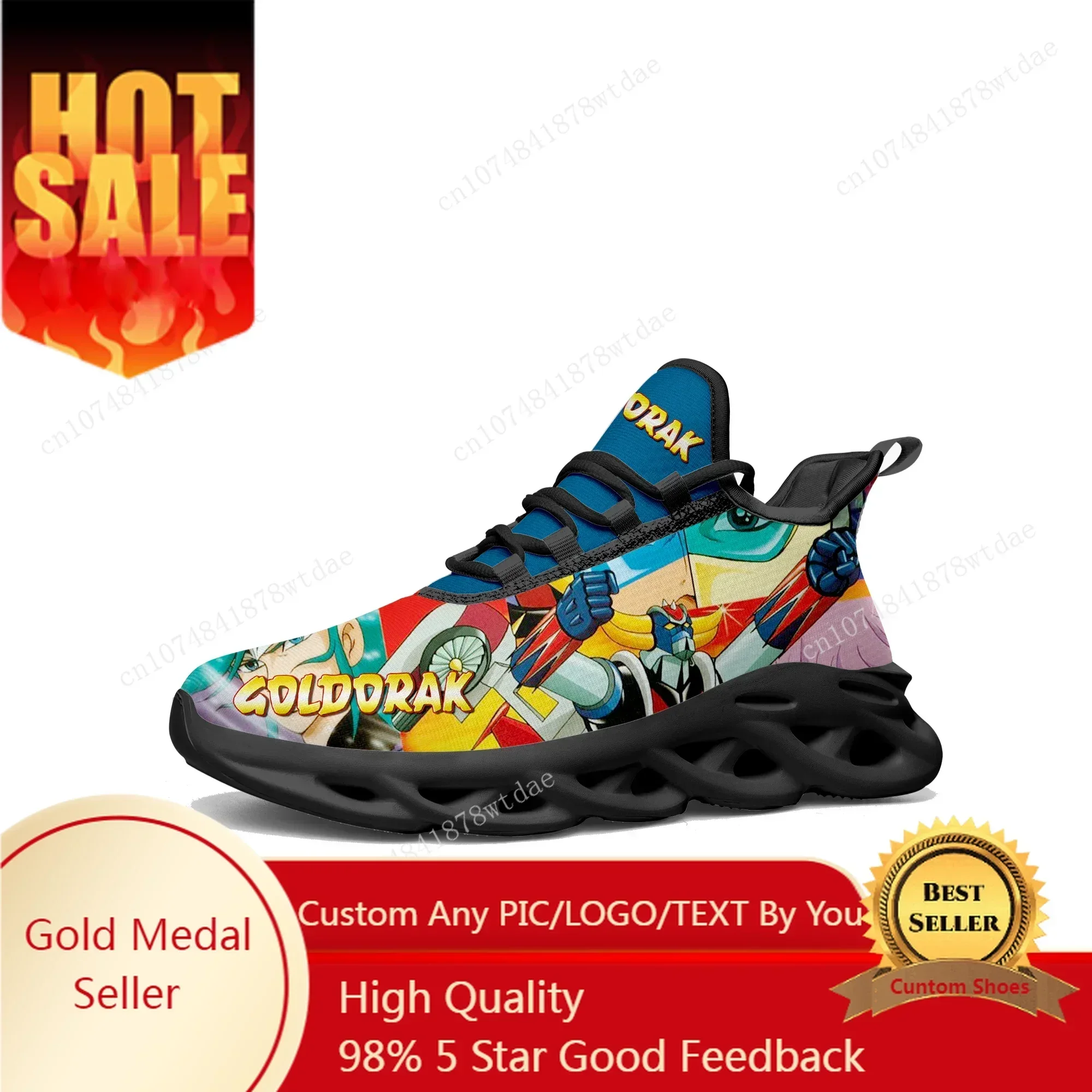 UFO Robot Goldrake Grendizer Flats Sneakers Mens Womens Sports Running Shoes High Quality Custom Lace Up Mesh Footwear