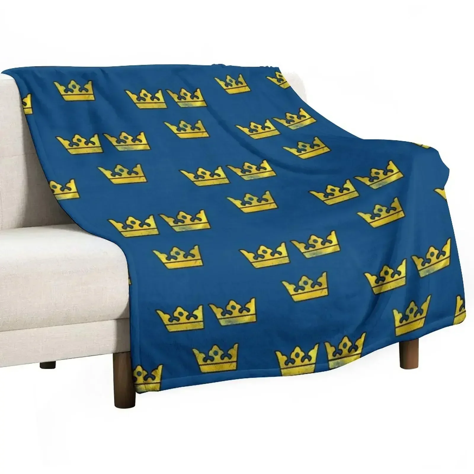 

3 Three Crowns Tre Kronor of Sweden Swedish Coat of Arms Distressed Throw Blanket Foldable Soft Warm Blanket for Outdoor Use