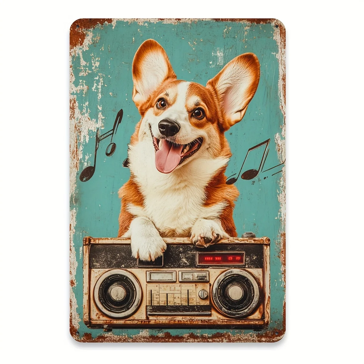 Rustic Corgi Dog Vintage Metal Tin Sign,Retro Wall Art for Home, Restaurant, Bar, Cafe, Garage Decor, Fun Tin Foil Carved
