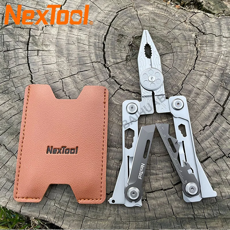 Nextool-herramienta EDC de hoja plateada 14 en 1, multiherramienta portátil, alicates multifunción, destornillador, llave, alicates, cuchillo con bolsa de cuero