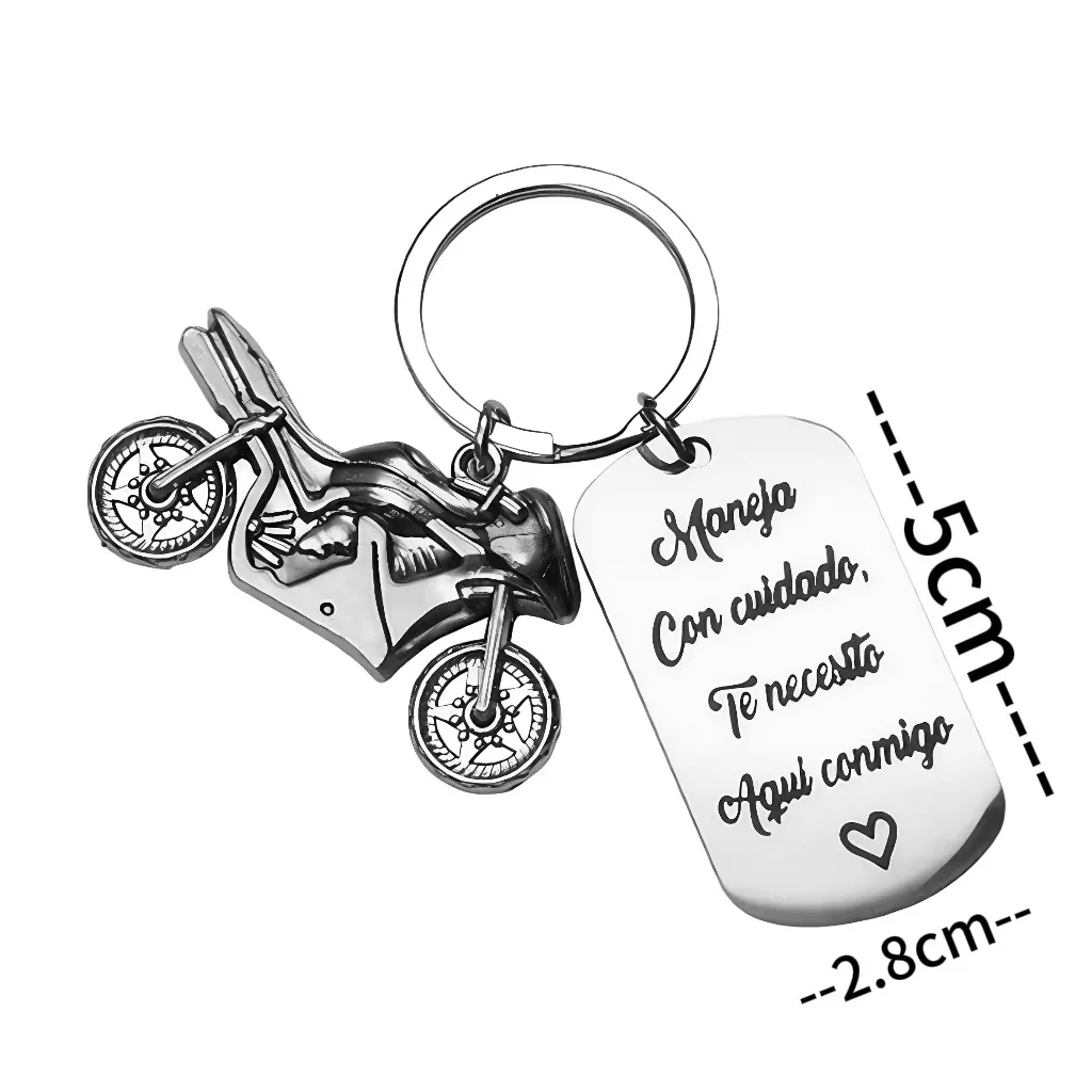 New Biker Stainless Stee Keychain Motorcycle Gift Ride Safe Keychain May Your Guardian Angel Ride with You Driver Gift for Biker