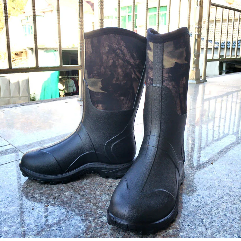 Waterproof Neoprene High Rain Boots Keep Warm Anti-Slip Fishing Rubber Shoes High Quality Bionic Camouflage Hunting High Boots