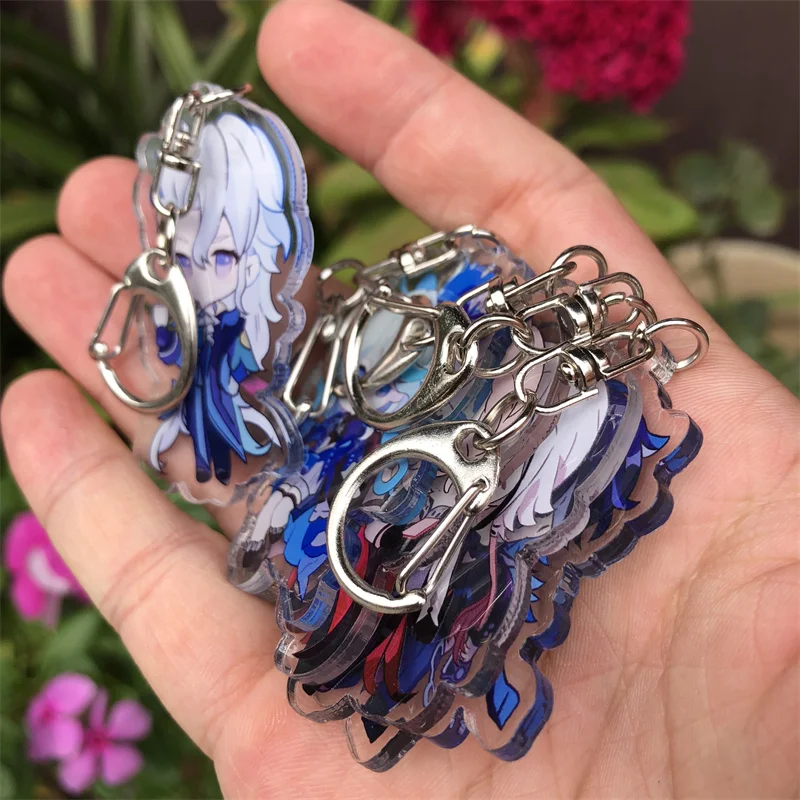 Genshin Impact Focalors Neuvillette Lyney Wriothesley Arlecchino Keychain Anime Game Accessories Backpack Pendant Prop Badge