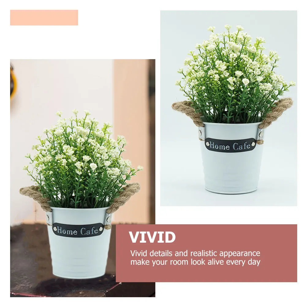 

2Pcs Artificial Bonsai European Style Realistic Potted Plants Faux Green Leaves Desktop Decor Simulation Indoor Plants
