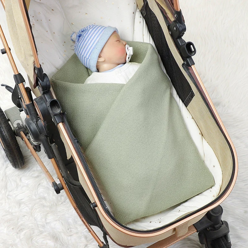 Coperte per neonato Coperte per neonato lavorate a maglia Swaddle Envelop Wrap Moda Solid Super Soft Boy Girl Biancheria da letto Trapunta 90 * 70CM Plaid