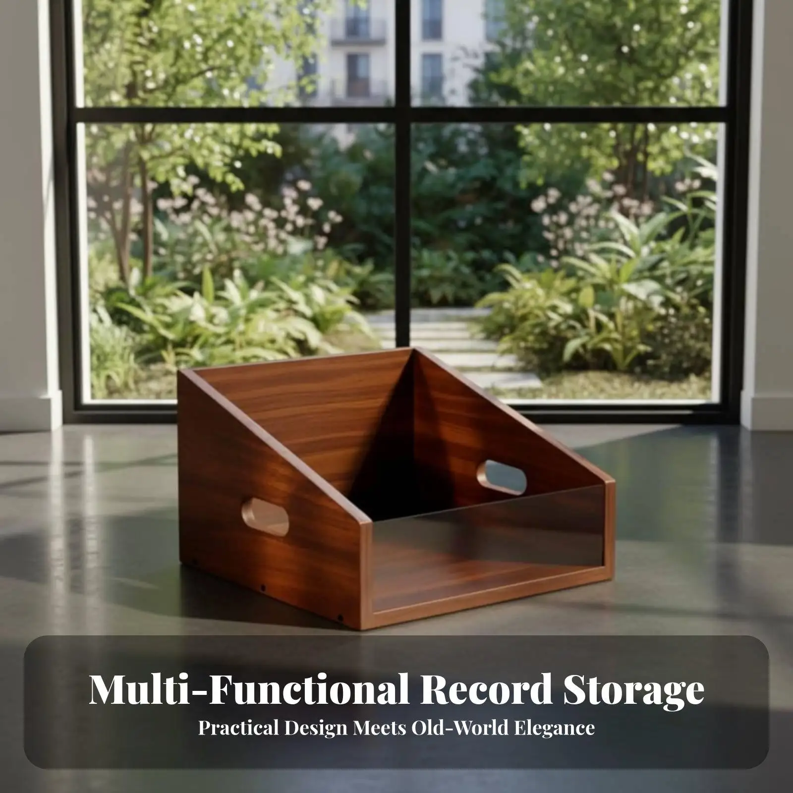 Wooden Organizer Bookcase for Vinyl Lps Pine Media Storage Shelf with Acrylic Panels Vintage Furniture for Room Storage Decor