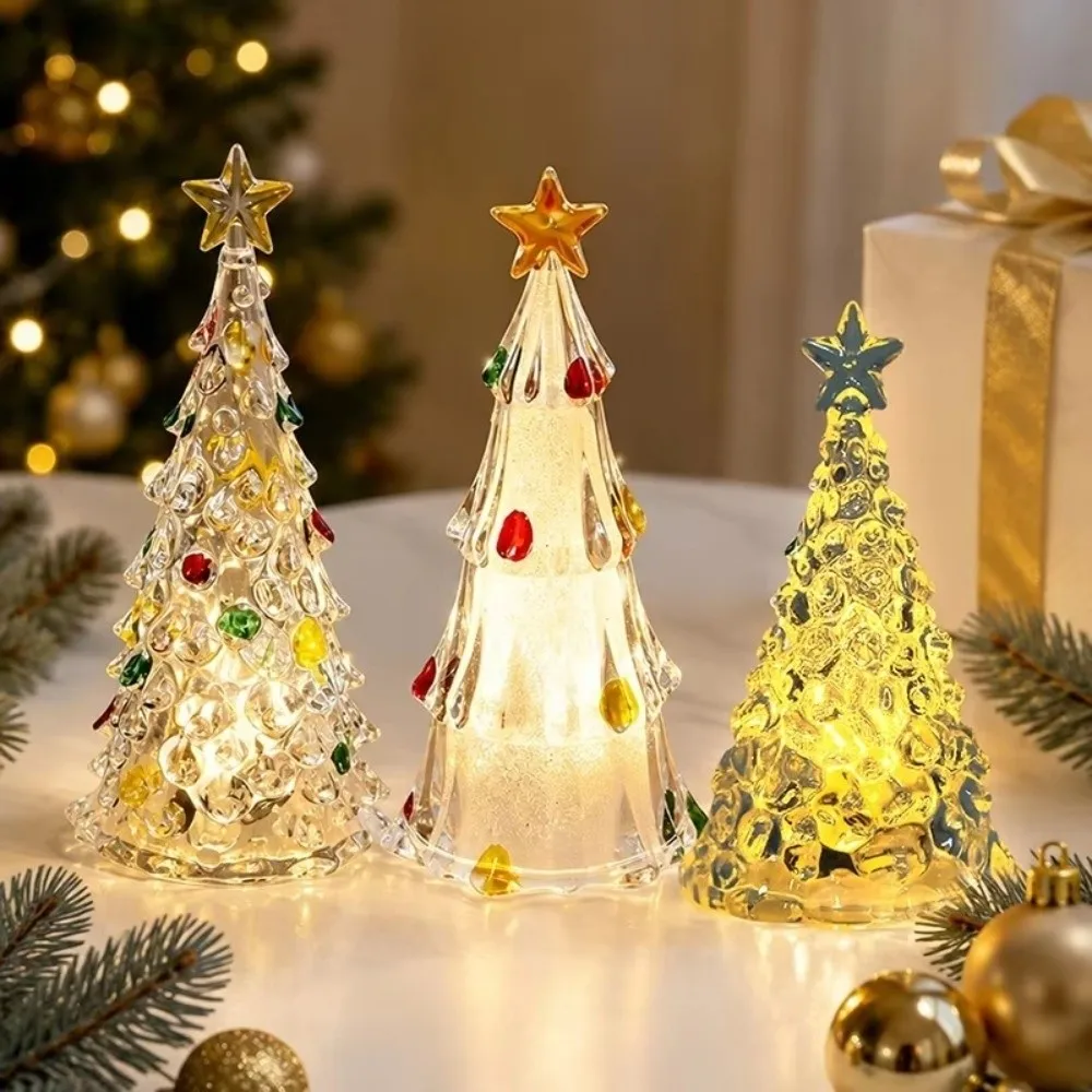 Luminous Christmas Tree Lamp Glowing Transparent Christmas Tree Night Light LED Atmosphere Xms Eve Candle Lights Desktop Props