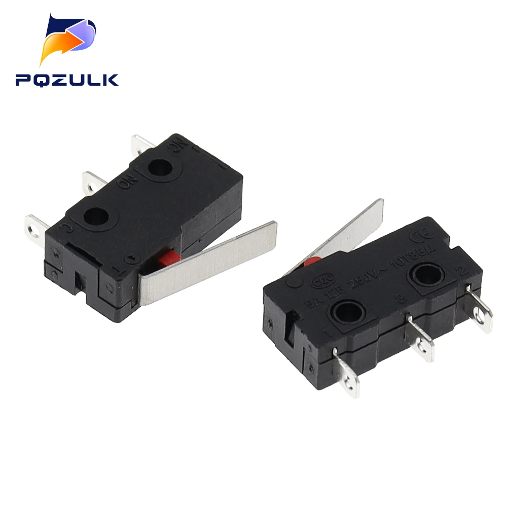 5PCS Limited Switch 3 Pin NO NC 5A 250VAC Micro Switch KW12 KW11-Z-2 Straight Lever Handle Length 16mm