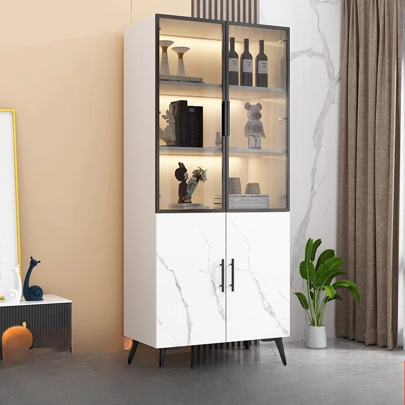 Champagne Wall Stand Corner Bar Cabinet Home Wood Showcases Display Cabinet With Glass Doors Plastic Bar Furniture Wine Rack