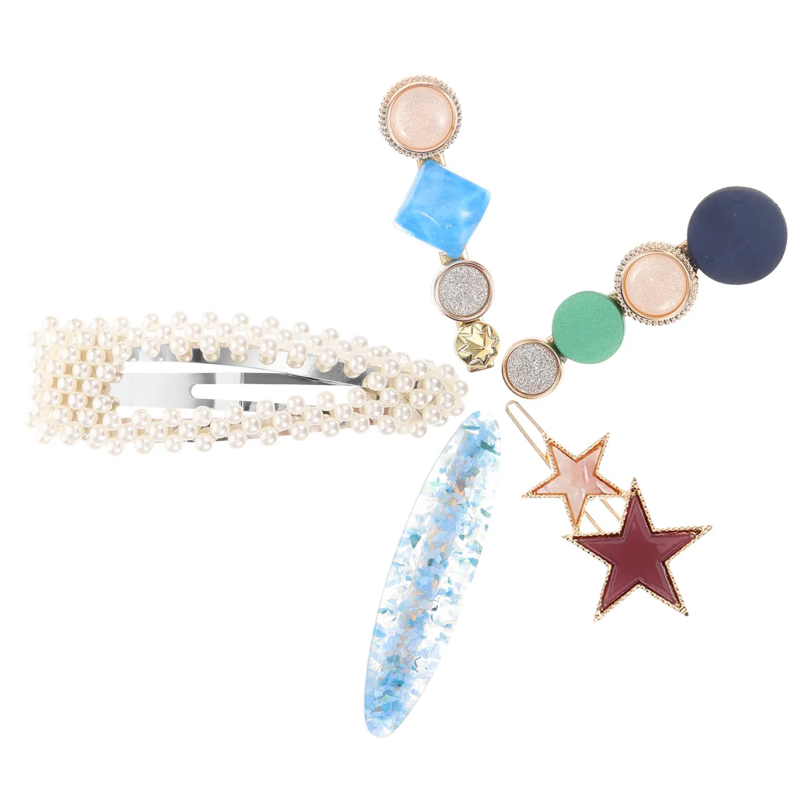 

5 Pcs Rhinestone Hair Clip Set Clips Girls Accessories Fancy Crystal Stylish Hairpins Barrettes