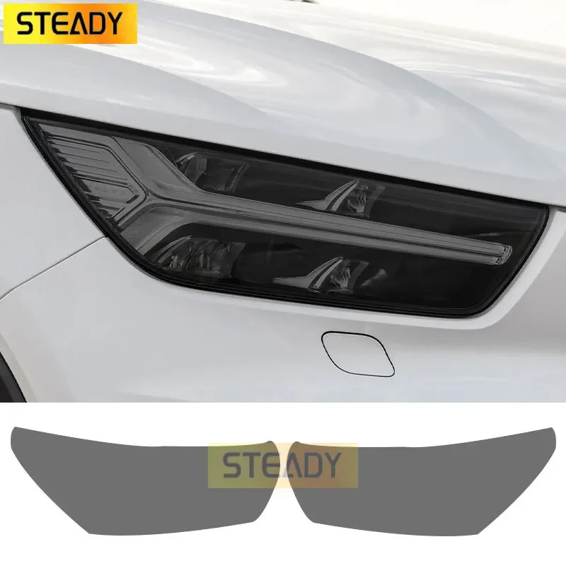 

2 Pcs Car Headlight Protective Film Front Light Transparent Smoke Black TPU Sticker For Volvo XC40 2022 2021 2018-On Accessories