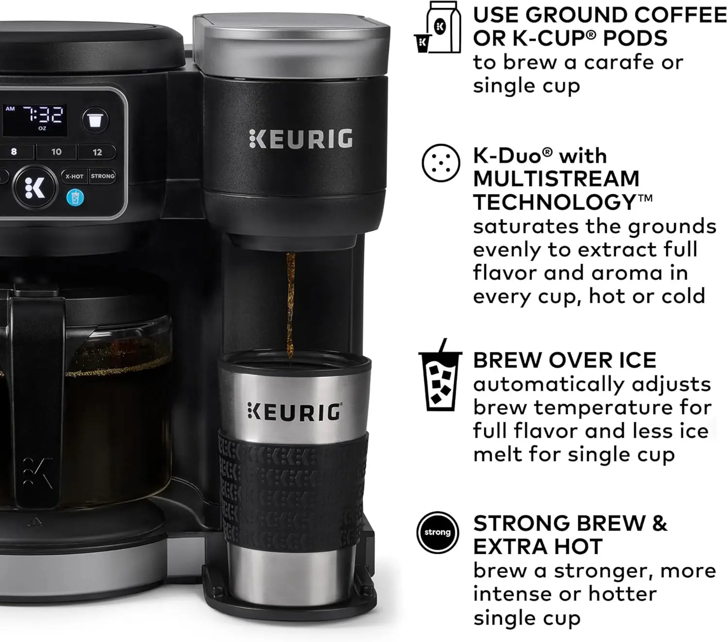 K-Duo Hot & Iced Single Serve & Carafe Coffee Maker, MultiStream Technology, 72oz Reservoir (Gen 2)