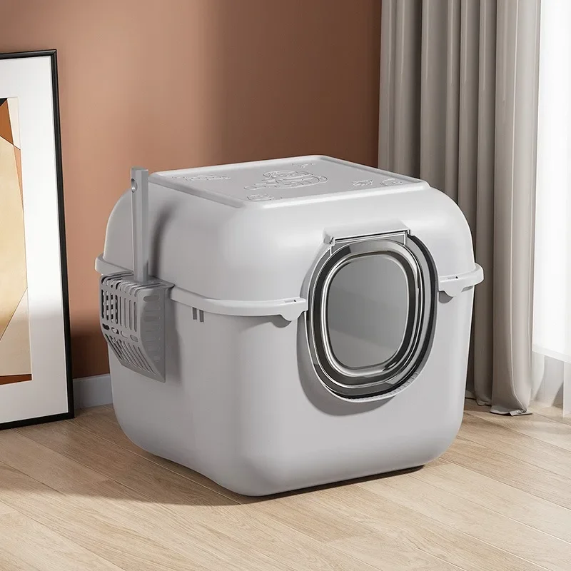 Oversized Closed Cat Litter Box with Odor Control Splash Prevention Cat Sand Toilet