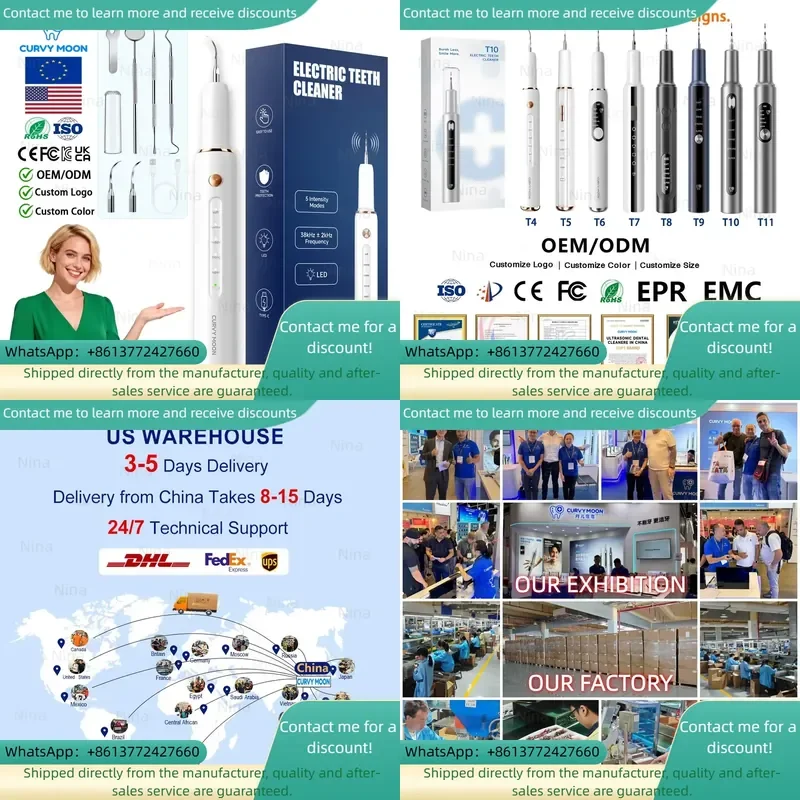 New High Power Ultrasonic Tartar Remover Teeth Cleaning Tooth Stainless Steel Rechargeable Calculus